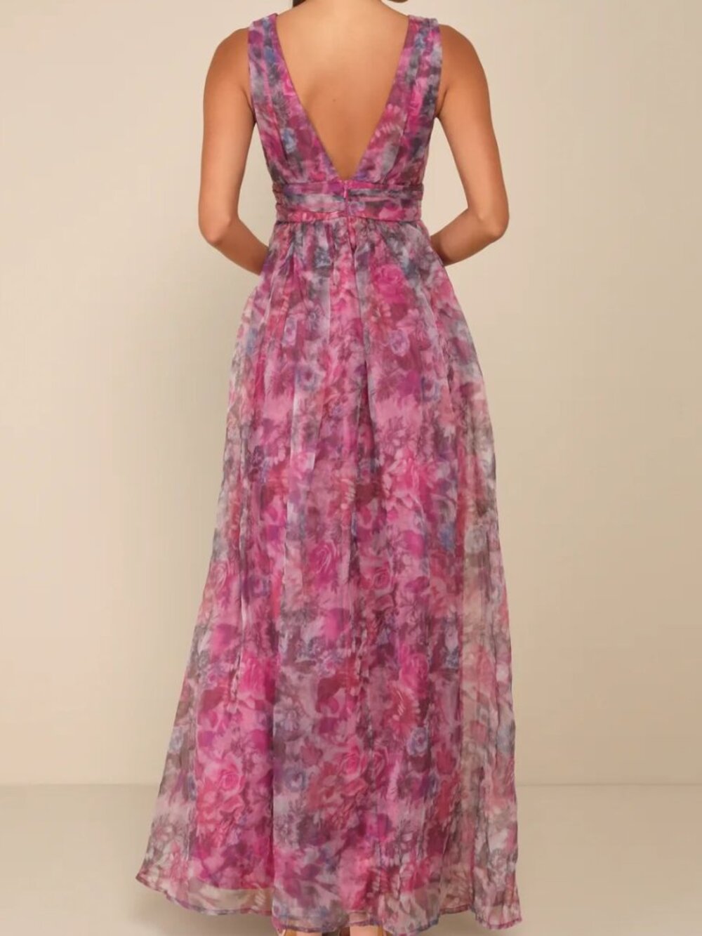 WOMEN'S LULUS GARDEN ROMANCE FLORAL PRINT ORGANZA MAXI DRESS (SIZE XL) - Picture 2 of 12